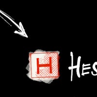 the word hess is written on a black background with an arrow pointing to it